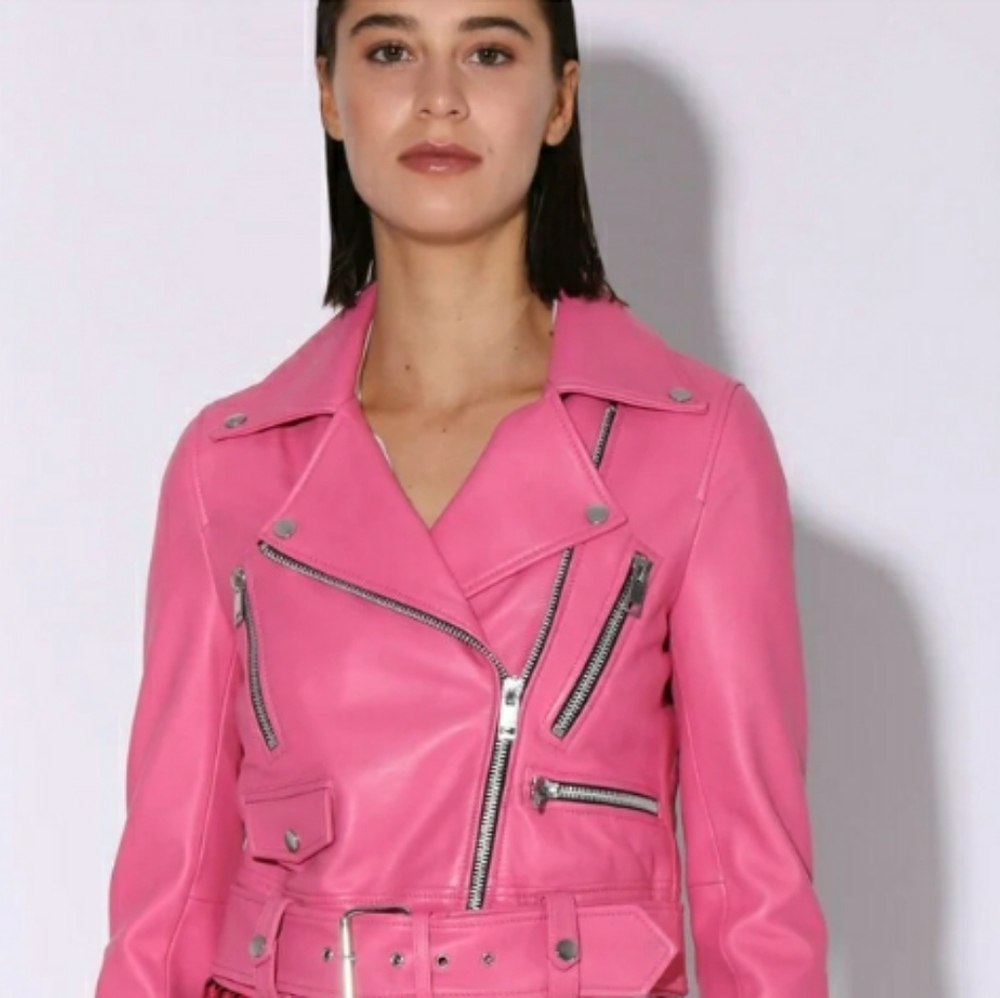 WT ⚘WALTER BAKER NICOLE 100% LEATHER JACKET (CANDY 💖) SZ. SMALL( DAMAGED) - Picture 5 of 14